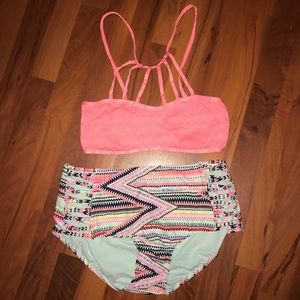 Swim top, high waisted bottoms